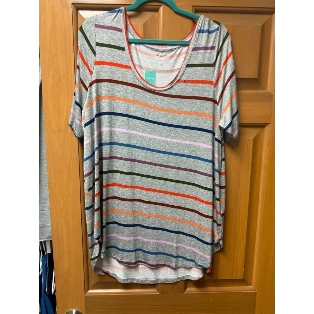 NWT Maurices 1X colorful striped gray shirt